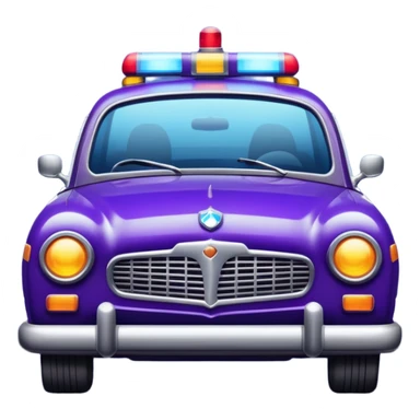 Car police flashing light in dark purple and dark blue tones. The style is realistic, a little vintage sticker