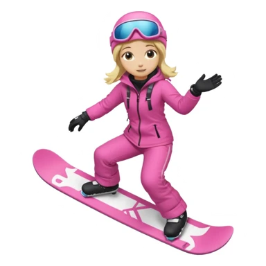 A snowboarder girl in a pink kosume full body blonde sticker