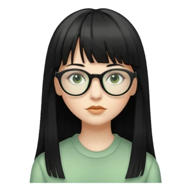 oculos, cabelo preto e longo e com franja reta, mulher e zumbi verde sticker