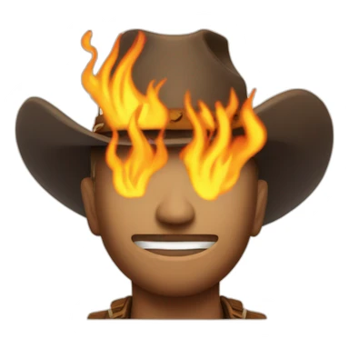 emoji cowboy, with a hat made out of flames sticker