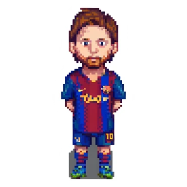 Lionel Messi, football legend, pixel art style sticker