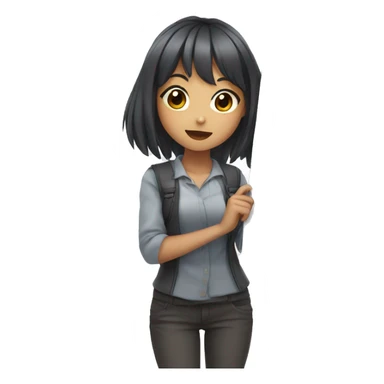 anime girl holding white board sticker