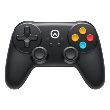 Minimalistic flat vector icon, iOS style, thin black contour on white background. Game controller with a gear symbol. Clean, no text, no shadows sticker