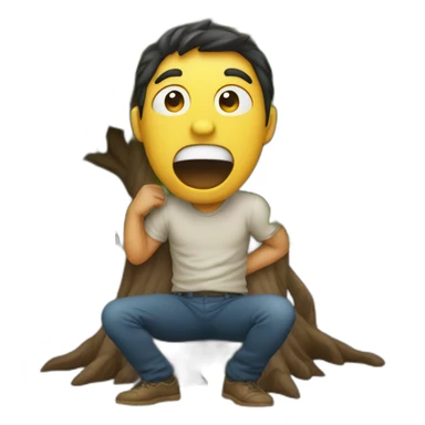 man under a tree with his pants fallen down and his mouth wide open in shock sticker