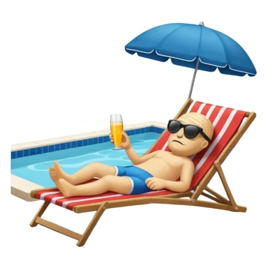 A brain lies in a deck chair wearing sunglasses at the edge of the pool. sticker