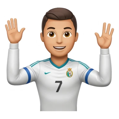 Cristiano Ronaldo as a cheerful emoji character celebrating a goal sticker