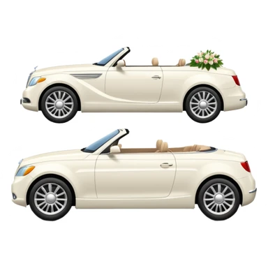 Luxury convertible car with wedding decorations, in profile sticker