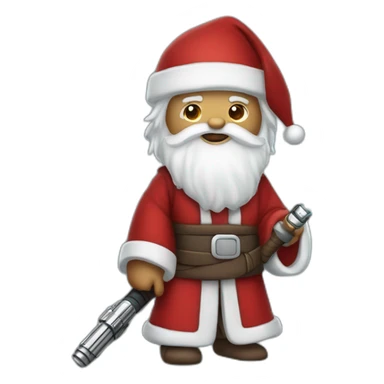 Jedi Santa Claus holding a lightsaber sticker