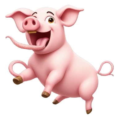 A pig with a snake tail flying sticker
