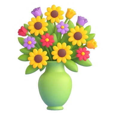 A 3D iOS style emoji of a vase with flowers sticker