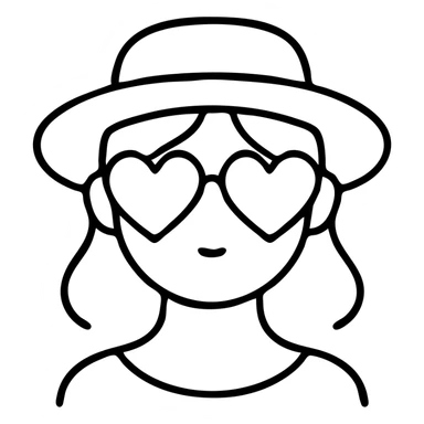 coquette girl with a hat and heart-shaped sunglasses sticker