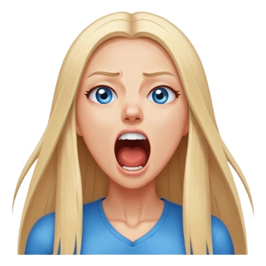 beautiful white girl with long straight blonde hair blue eyes screaming yelling in pain eyes closed sticker