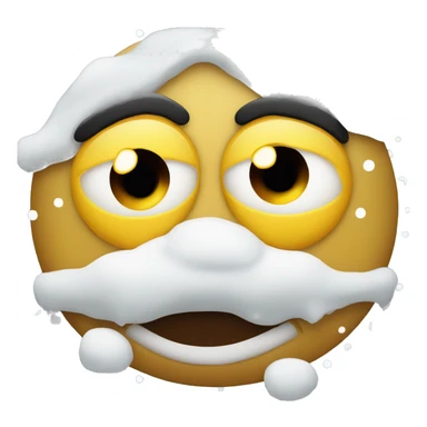 round yellow emoji with widened eyes and white snow on his nose sticker