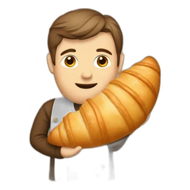 thin man holding a croissant sticker