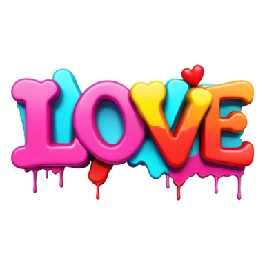 3D style, graffitied word Love sticker