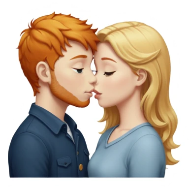 ginger boy and blonde girl both white and kissing sticker