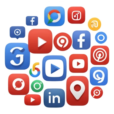 Make a image of Google app logo in the middle while other apps like Youtube, Netflix, TikTok, Instragram, And Facebook is circling it. Don't add date or time please sticker