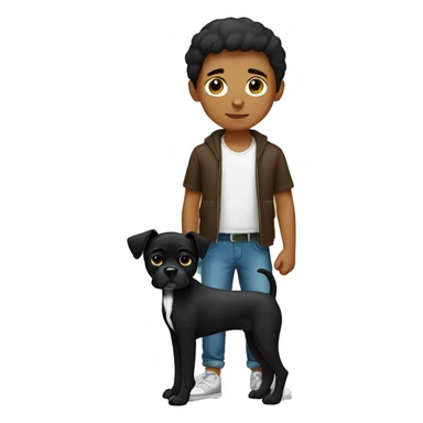 Mexican boy with black boxer dog  sticker