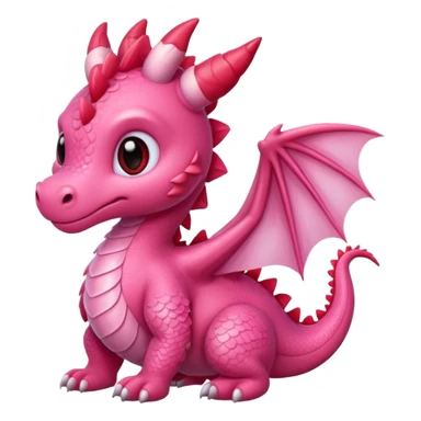 Lovely cute sweet romantic adorable pink dragon with red heart markings sticker