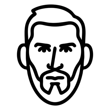 Messi's face as a simple, bold icon, in the style of Airbnb category icons, thick lines, modern and friendly, no text sticker