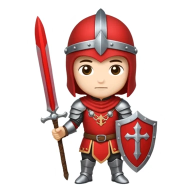 Um guerreiro estilo chibi/cartoon, vestindo armadura prateada brilhante, com capacete medieval e um penacho vermelho no topo. O personagem faz uma cara sério, chocado " :| ". O fundo é preto, destacando bem o personagem. sticker