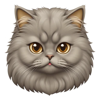 cinematic-adorable-big-eyed-fluffy-grey-persian-cat-portrait-emoji,-head-tilted-playfully-with-a-sweet-expression,-fluffy-grey-fur-with-rich-caramel-and-gold-undertones,-simplified-yet-irresistibly-cute-features-with-large,-expr sticker