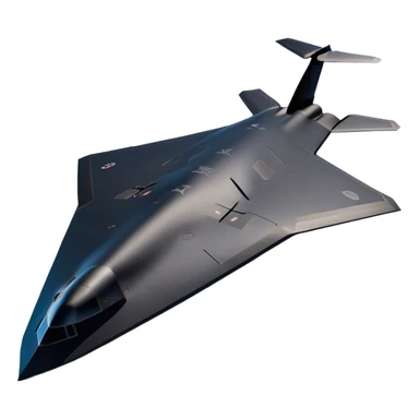 B-2 Spirit bomber - Northrop B-2 (Model Year: 2021) (Iconic colour: Stealth black) - A sleek, stealth bomber with smooth, angular contours and a matte jet-black finish. Emphasize a futuristic, minimalist design with a seamless fuselage, low-profile wings, and an overall intimidating stealth aesthetic. sticker