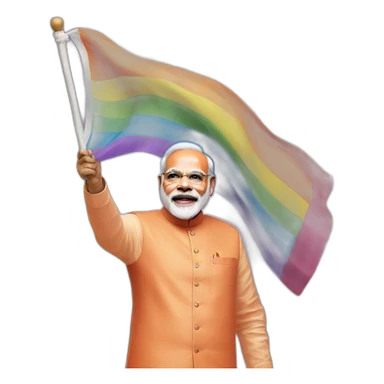 hyper realistic narendra modi waving lgbtq flag sticker