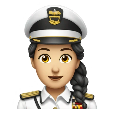 German Ship Captain Woman white Uniform dark hair sticker