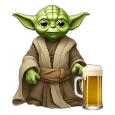 Maître yoda buvant une bière sticker