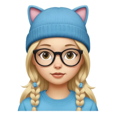 black Blonde girl wearing cat  glasses and beanie, long hair sticker