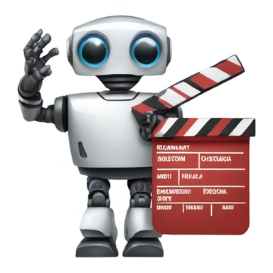robot holding a clapboard sticker
