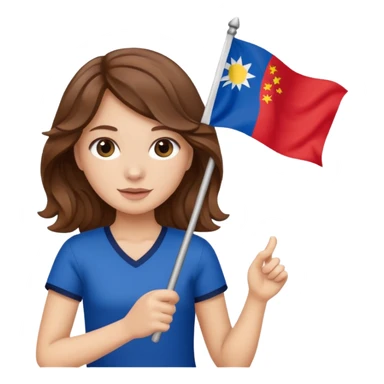 white girl wavy brown hair girl filipino flag sticker