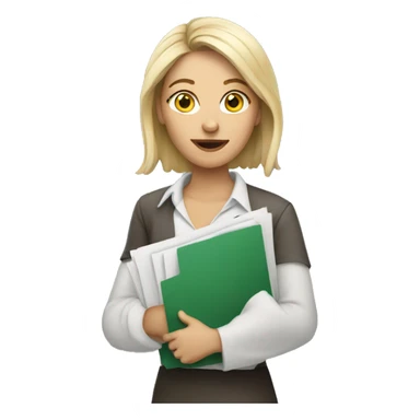 white women with documents sticker
