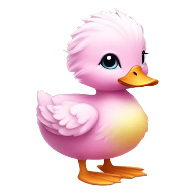 Cute fluffy pink little duck  sticker