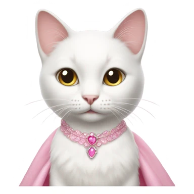 White Cat wearing a pink princes dress sticker