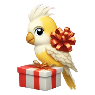 cockatiel holding gift sticker