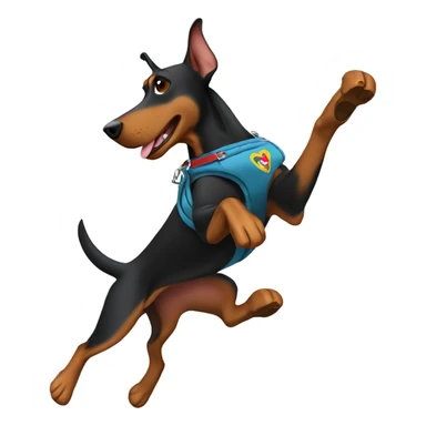 A doberman skydiving sticker