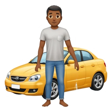 car washer black man with car  sticker