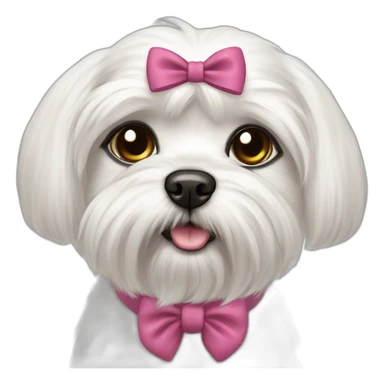 Maltese dog female with a hair bow and black eyes, dark eyes sticker