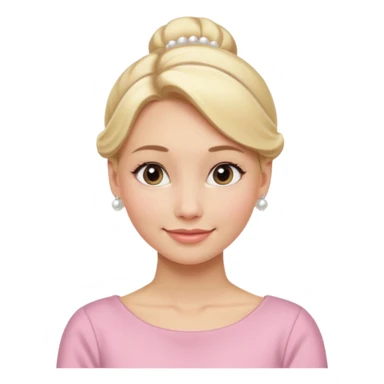 Blonde Women with Bun, Elegant Lady – blonde hair in neat low bun, pearl earrings, gentle smile.
 sticker