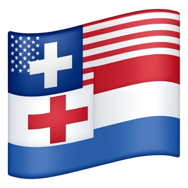 hybrid flag blending the red cross of Georgia with the blue field and stripes of the US flag sticker