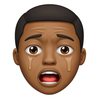 Black person crying with moutj wide open frowning sticker