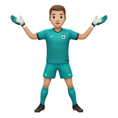 soccer goalkeeper teal shirt, shorts football boots arms out sticker