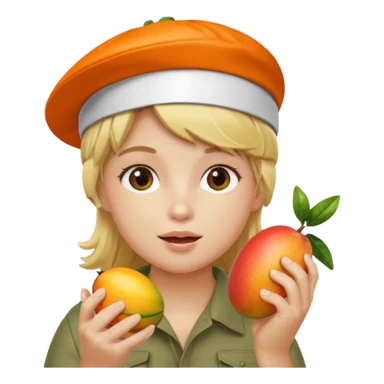 make a 67 mason eating mango name river but make him have blonde hair and a visor sticker
