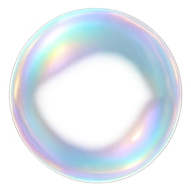 a single floating iridescent bubble, soft and luminous, gentle glow, translucent, shiny, delicate, pastel colors sticker