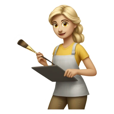 Blonde artist painting sticker