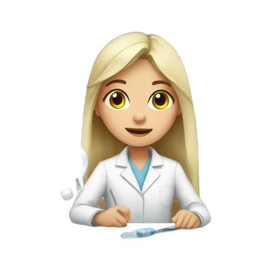 European girl in the laboratory sticker
