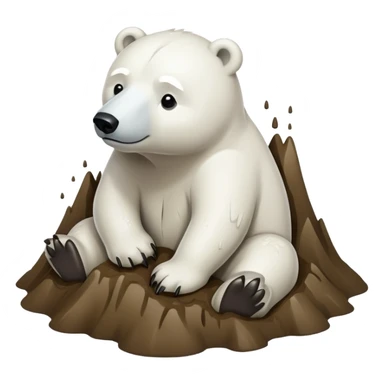white polar bear in mud  sticker
