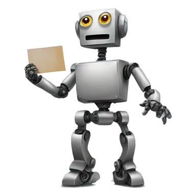 robot holding his painting sticker